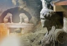 Η Κεφαλη της σφίγγας από τον τύμβο Κάστα στο μουσείο της Αμφίπολης
